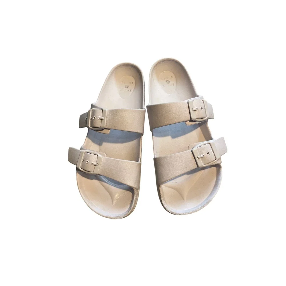 Shade & Shore Neida EVA Two Band Slide Sandals Cream Off White Womens 8